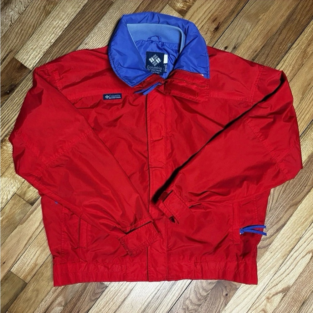 90s Columbia Nylon Ski Jacket Bugaboo Men's Size Large Radial Sleeve Red Vintage